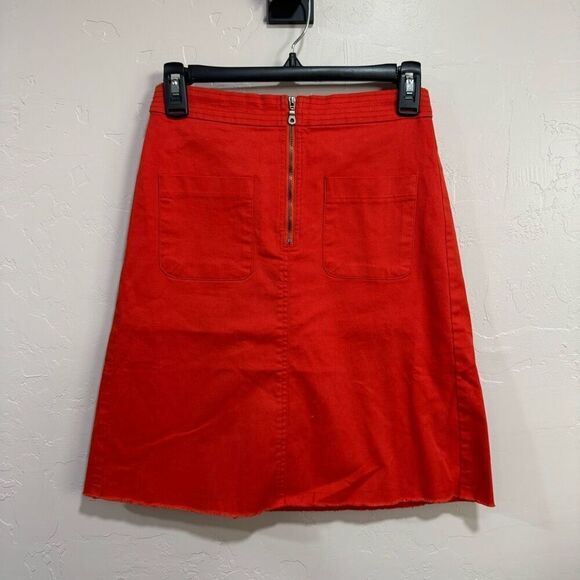 Roolee Orange Red A Line Zipper Skirt - Picture 1 of 5